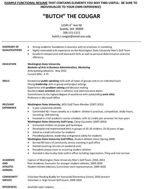 Student athlete Resume Template Resume Examples for Student athletes