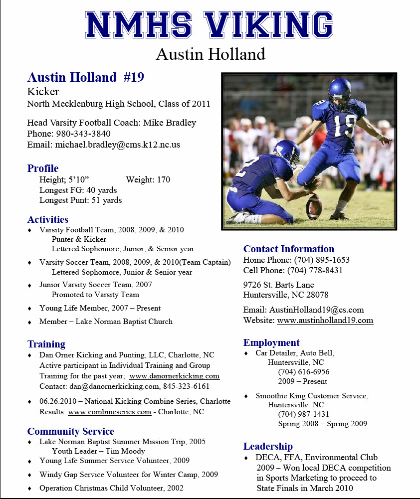 Student athlete Resume Template soccer Player Profile Template Best Games Resource