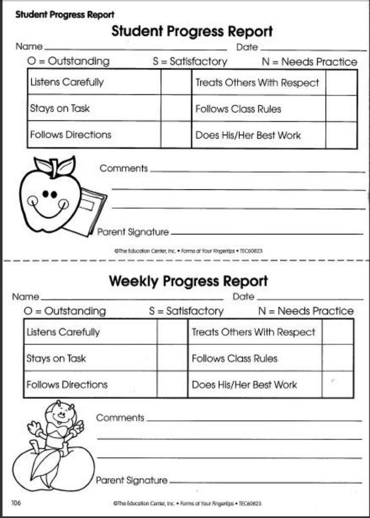 Student Progress Report Template Printable Weekly Preschool Progress Reports Yahoo Image