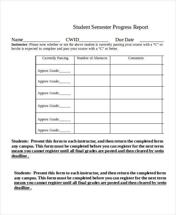 Student Progress Report Template Progress Report Template 55 Free Pdf Ms Word Google