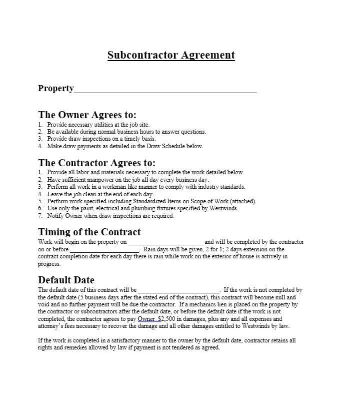 Subcontractor Agreement Template Free Need A Subcontractor Agreement 39 Free Templates Here