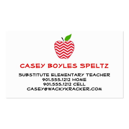 Substitute Teachers Business Cards Substitute Teacher Business Cards