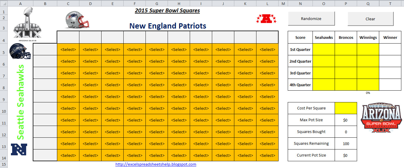 Super Bowl Squares Template Excel Excel Spreadsheets Help 2015 Super Bowl Squares