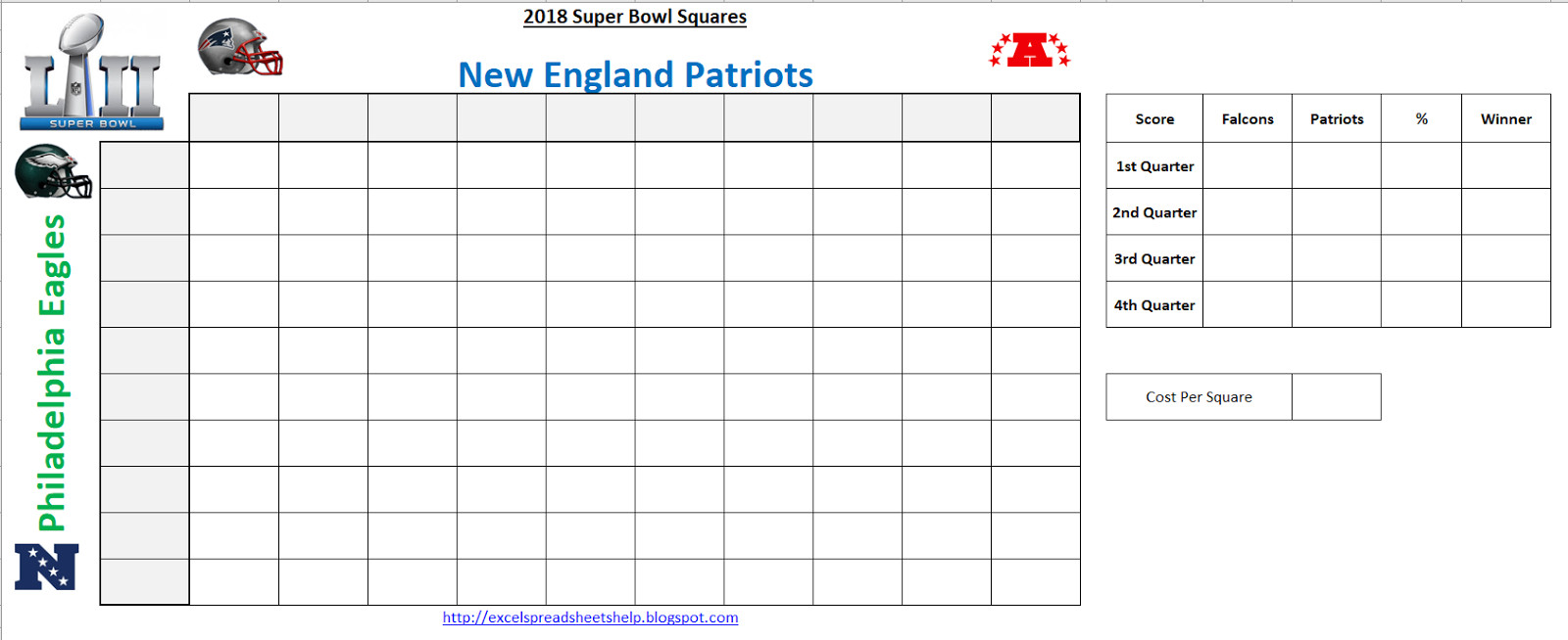 Super Bowl Squares Template Excel Excel Spreadsheets Help