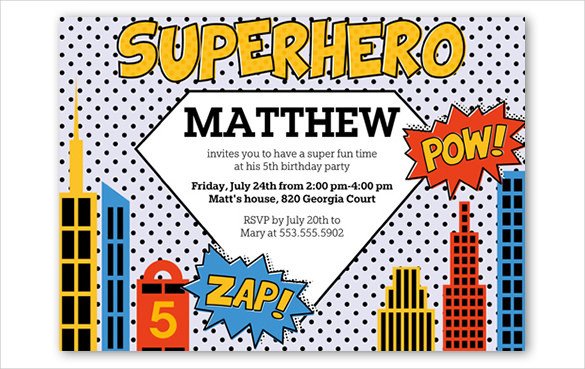 Superhero Invitation Template Free 30 Superhero Birthday Invitation Templates Psd Ai