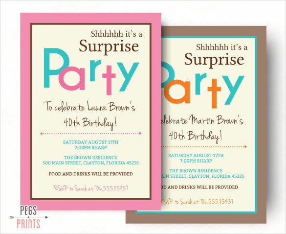 Surprise Party Invitation Template 26 Surprise Birthday Invitation Templates – Free Sample