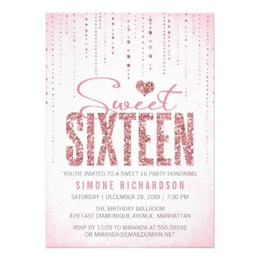 Sweet 16 Invite Template Glitter Look Sweet 16 Sixteen Party Personalized Invite