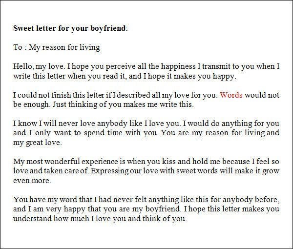 Sweet Letter to Boyfriend 15 Samples Of Love Letters to Boyfriend – Pdf Word