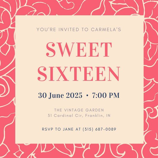 Sweet Sixteen Invitations Templates Customize 545 Sweet 16 Invitation Templates Online Canva