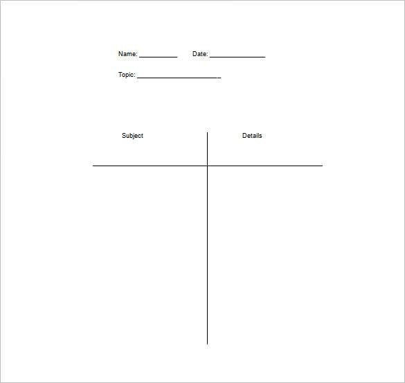 T Chart Template Word 16 T Chart Templates Doc Pdf