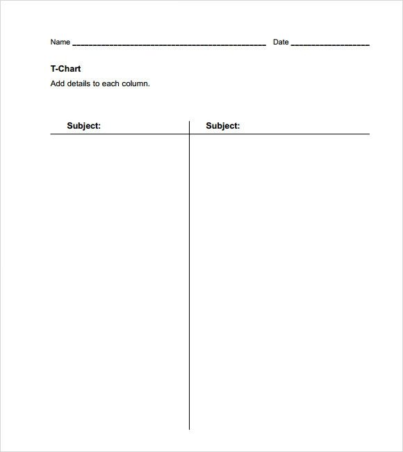 T Chart Template Word Sample T Chart 7 Documents In Pdf Word
