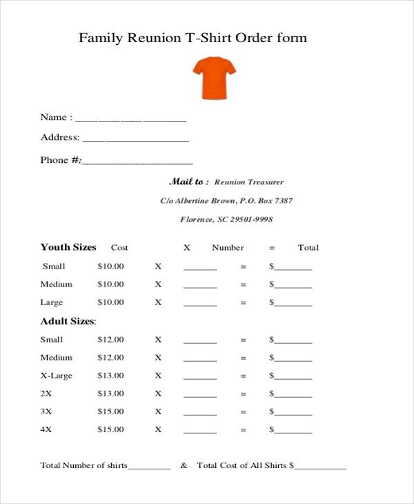 T Shirt order form Sample T Shirt order form 10 Free Documents In Doc Pdf