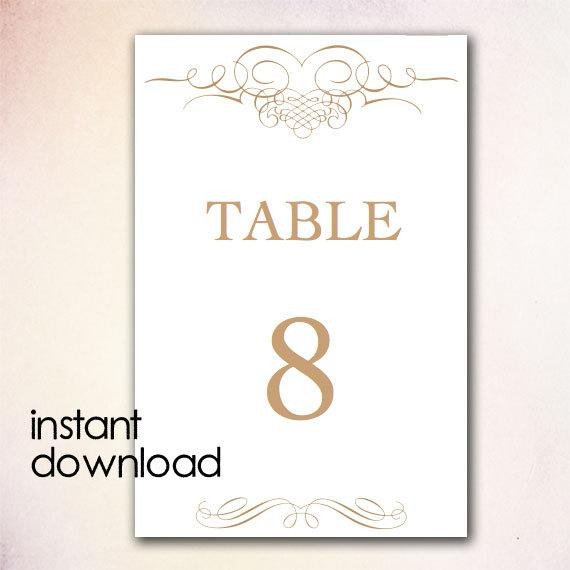 Table Number Template Word Items Similar to Diy Table Numbers Template Instant