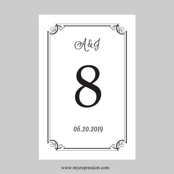 Table Number Template Word Wedding Table Number Card Template 4x6 Flat Black ornate