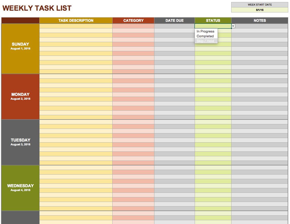 Task Checklist Template Excel 15 Free Task List Templates Smartsheet