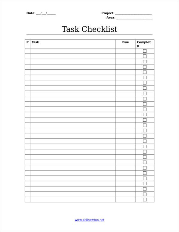 Task Checklist Template Excel 18 Task Checklist Samples &amp; Templates Free Pdf Excel