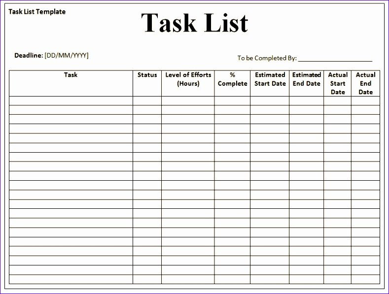 Task Checklist Template Excel 6 Excel Priority List Template Exceltemplates