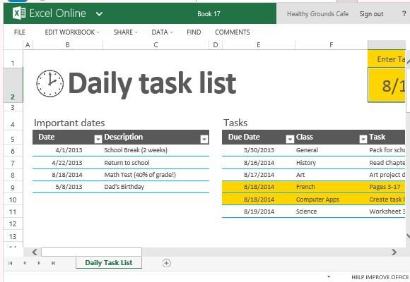 Task Checklist Template Excel Daily Task List Template for Excel
