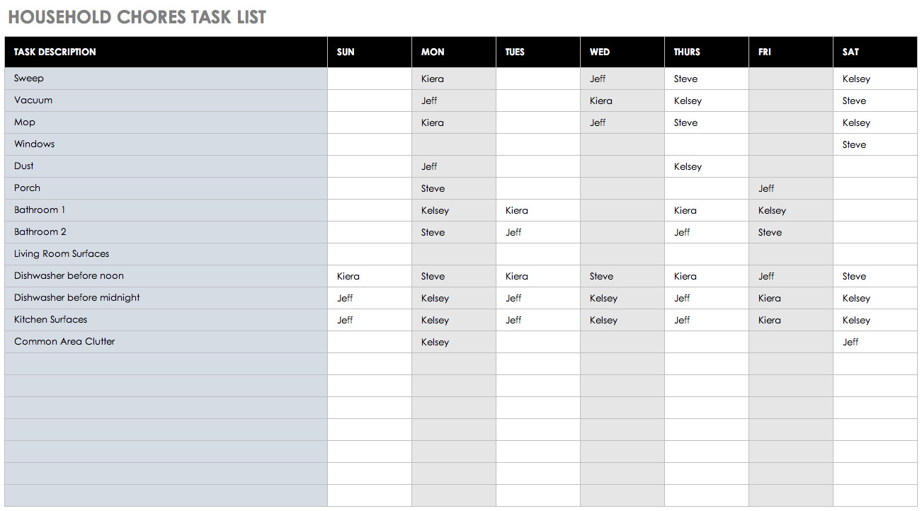 Task Checklist Template Excel Free Daily Schedule Templates for Excel Smartsheet