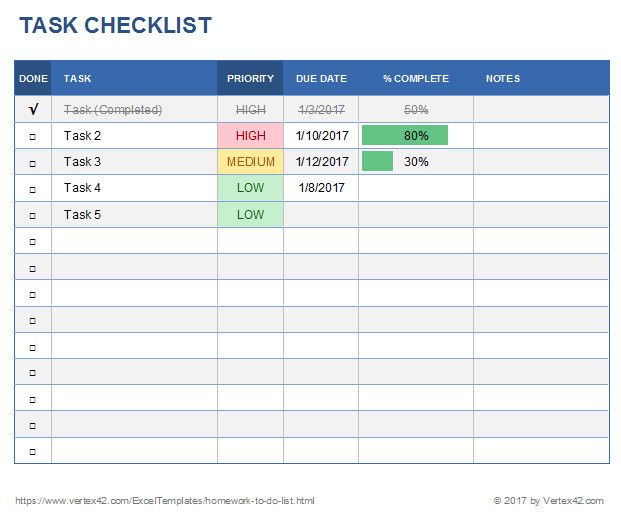 Task Checklist Template Excel Free Task Manager Spreadsheet Template