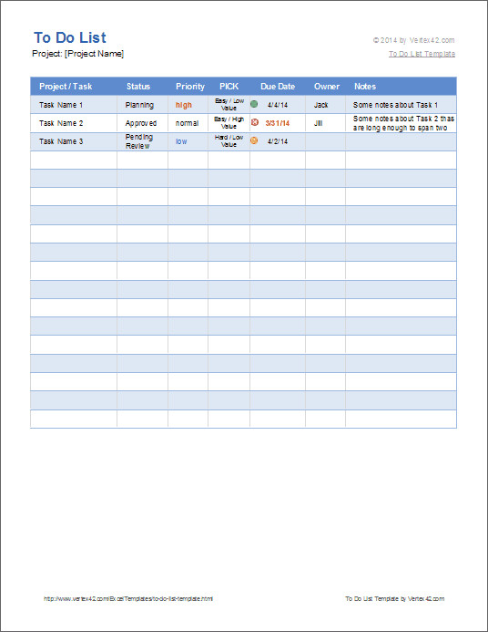 Task Checklist Template Excel Free to Do List Template for Excel Get organized