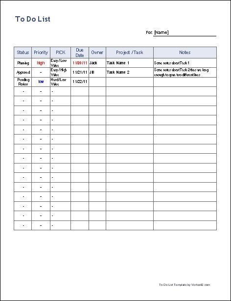 Task Checklist Template Excel Free to Do List Template Free Customizable Spreadsheet for