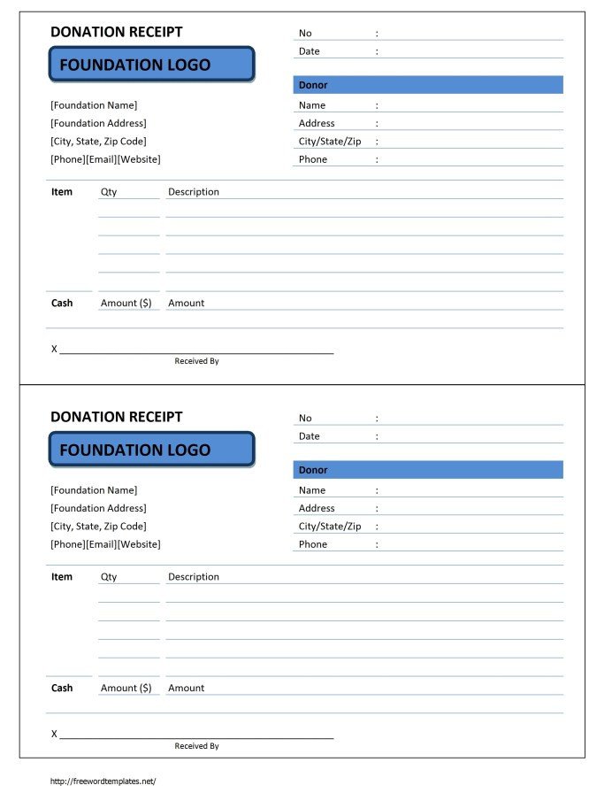 Tax Donation form Template 4 Tax Donation Receipt Templates Excel Xlts