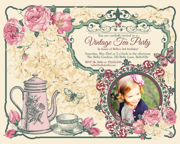 Tea Party Invitation Template 9 Vintage Invitation Templates Psd Eps Ai