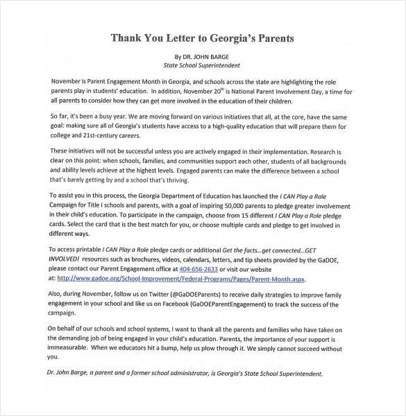 Team Mom Letter to Parents 6 Thank You Letter to Parents Pdf Doc