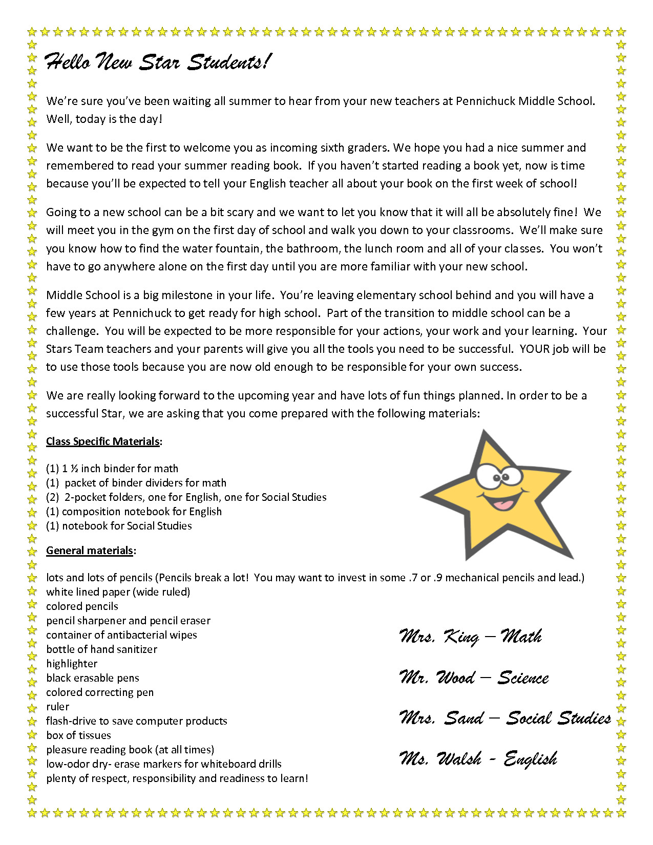 Team Mom Letter to Parents Teacher Wel E Letter to Students