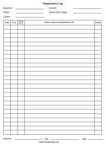 Temperature Log Template Excel 11 Free Sample Temperature Log Templates Printable Samples