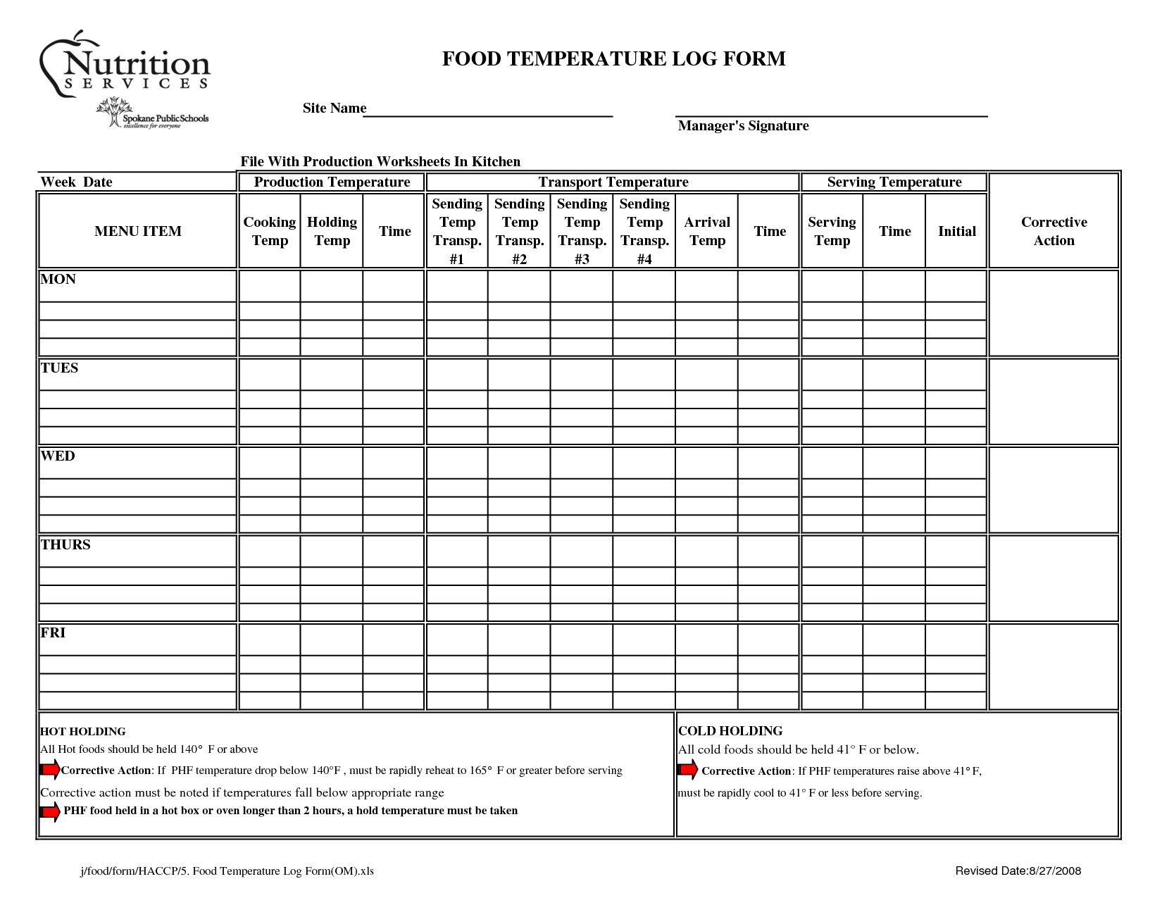 Temperature Log Template Excel Best S Of Food Log Excel Spreadsheet Weekly Food