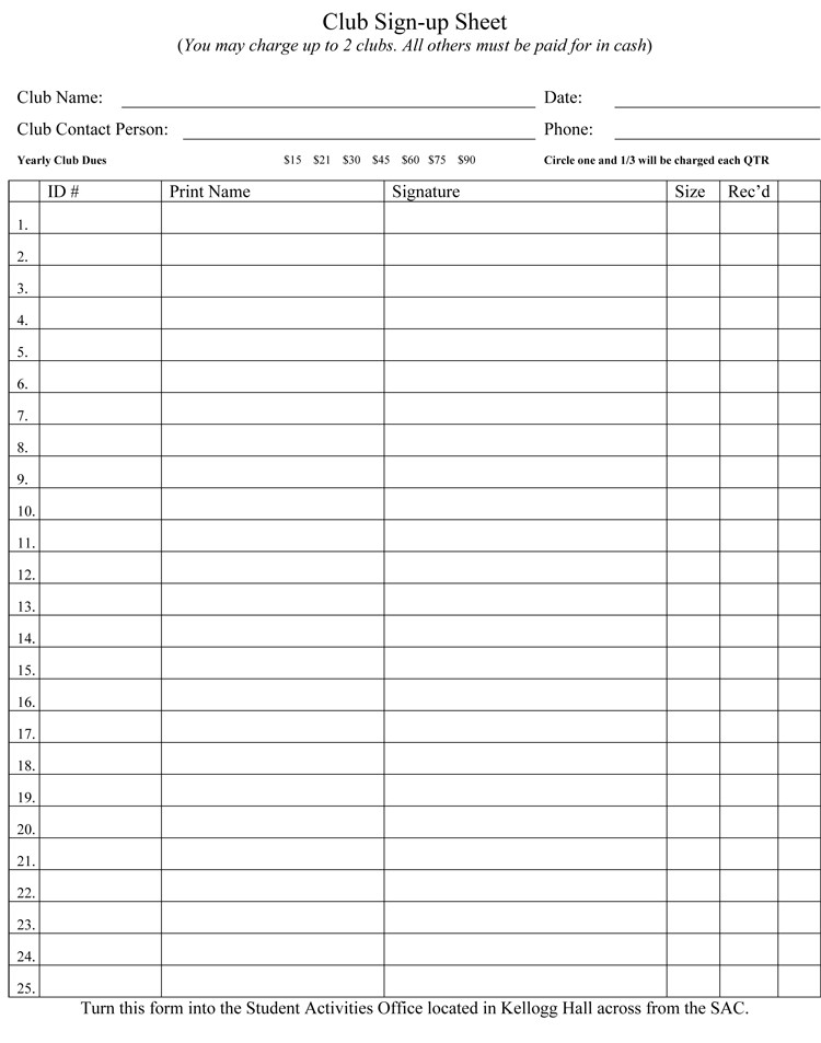Template for Sign Up Sheet 26 Free Sign Up Sheet Templates Excel &amp; Word