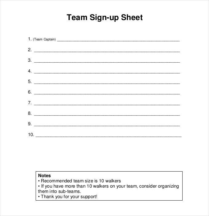 Template for Sign Up Sheet Sign Up Sheets 58 Free Word Excel Pdf Documents