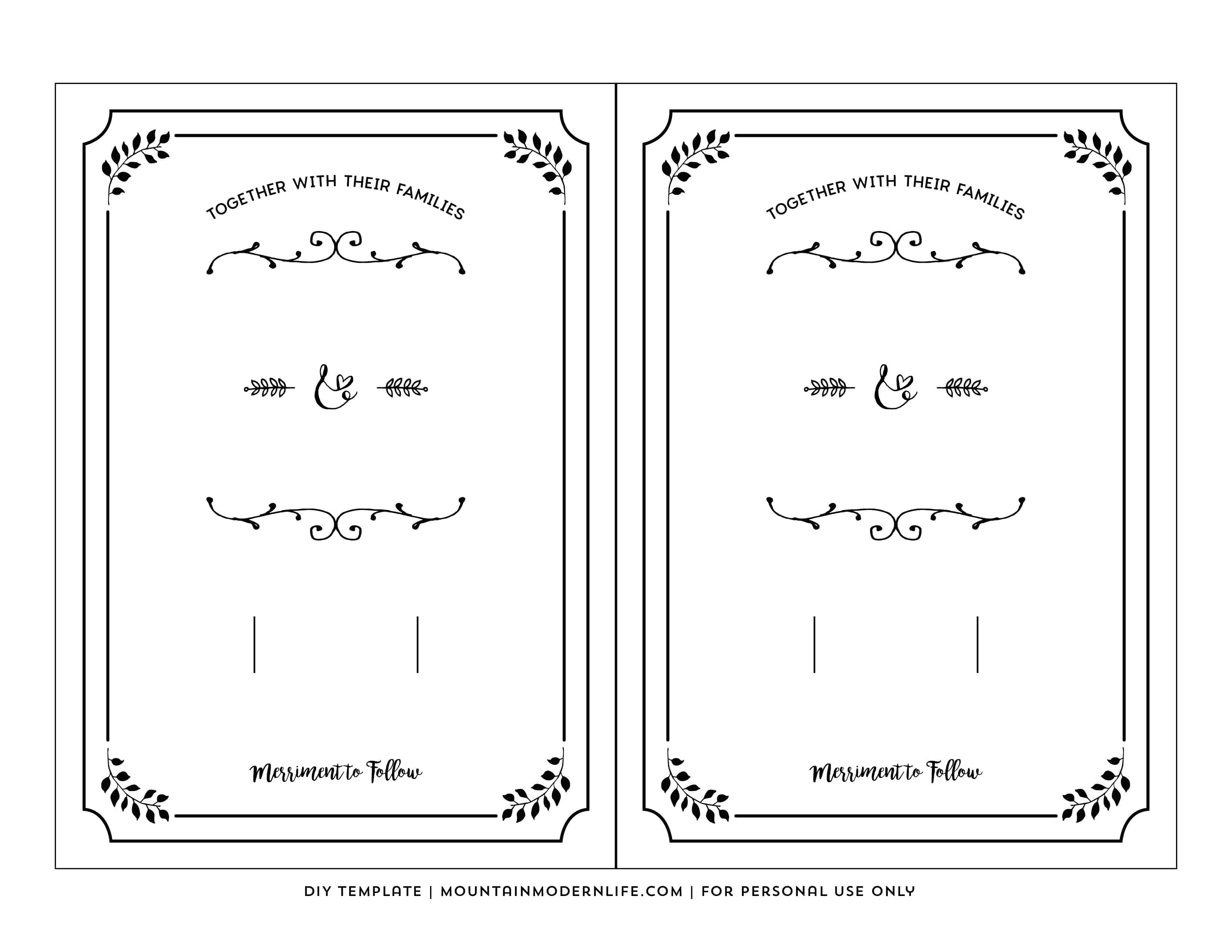 Template for Wedding Invitations Free Printable Wedding Invitation Template