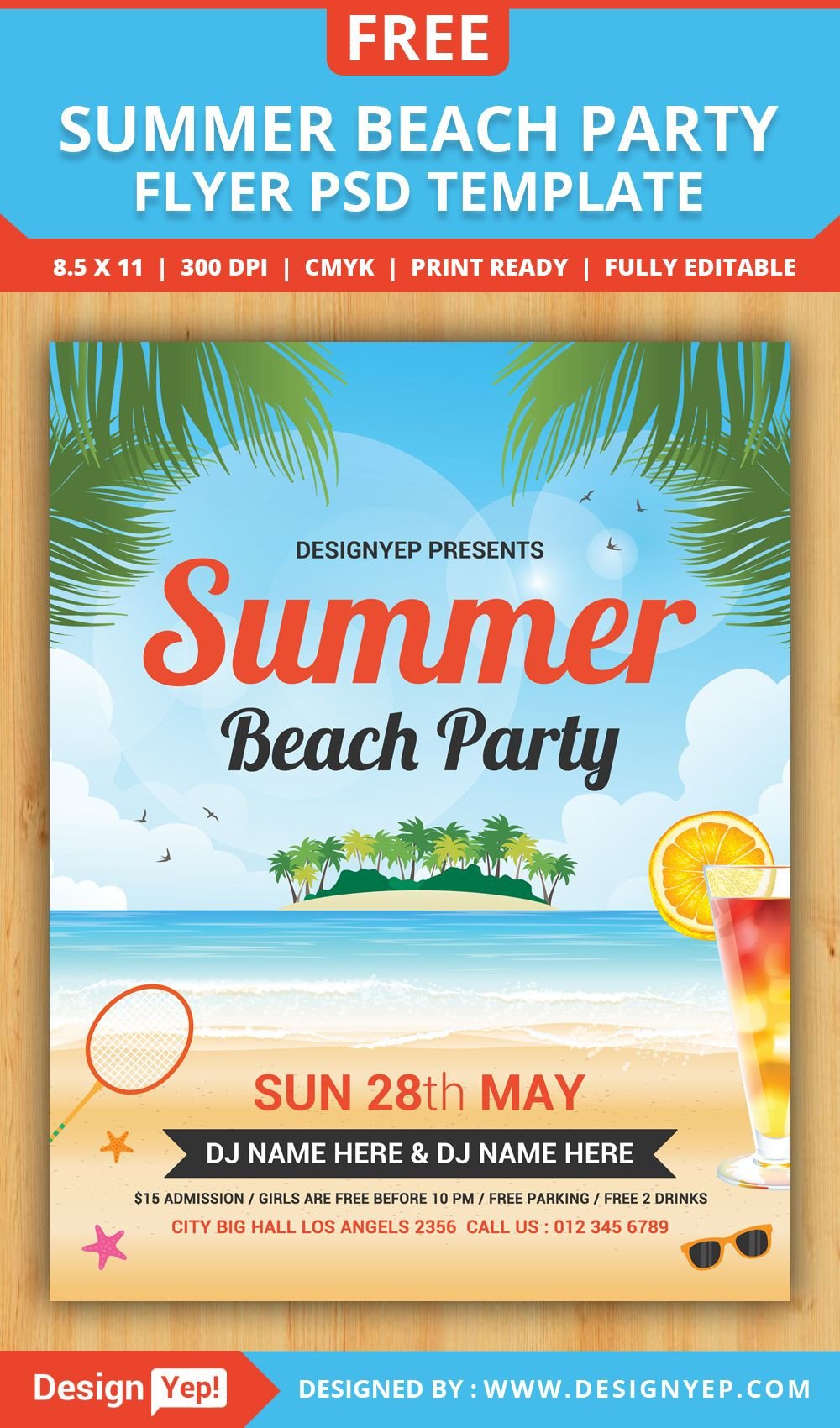 Templates for Flyers Free Free Summer Beach Party Flyer Psd Template Desingyep