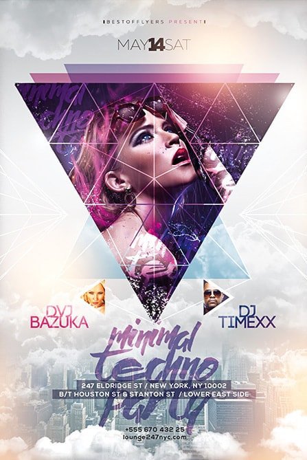 Templates for Flyers Free Minimal Techno Party Free Flyer Template