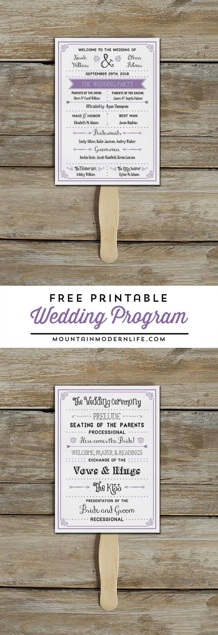 Templates for Wedding Programs Free Printable Wedding Program