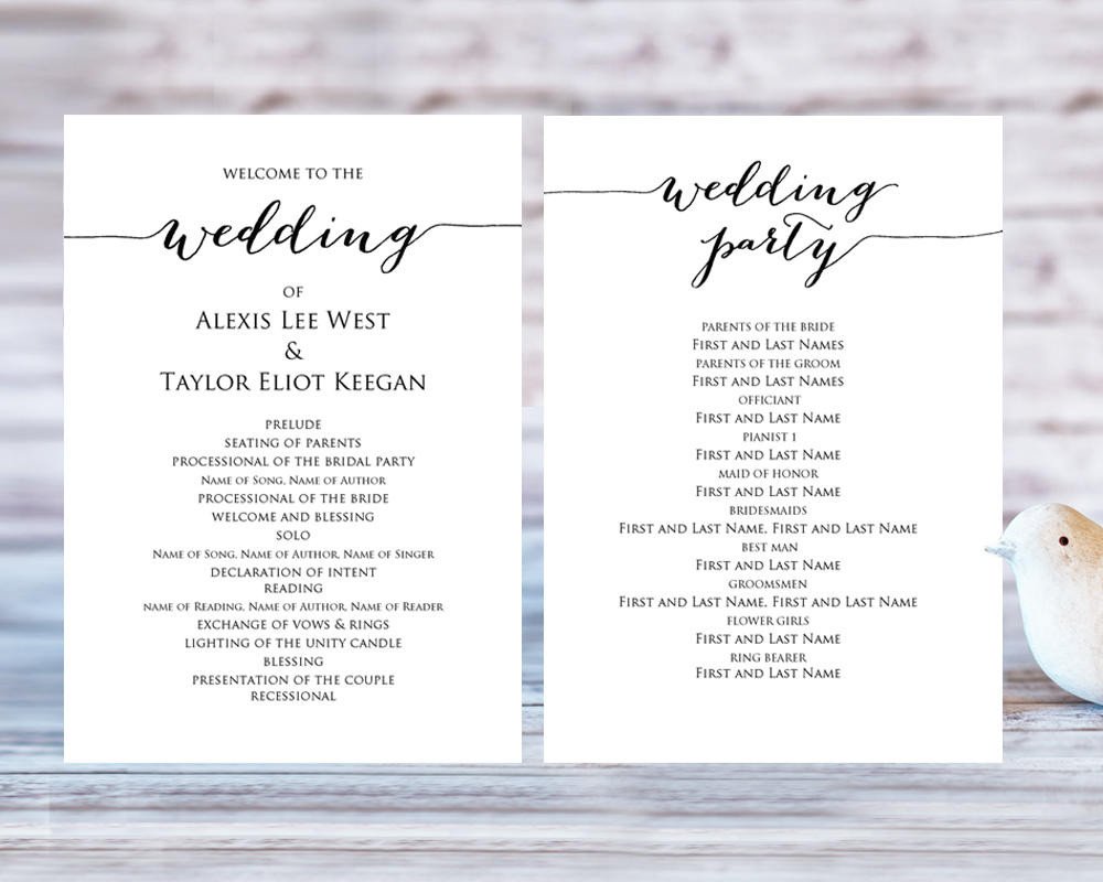 Templates for Wedding Programs Wedding Program Templates · Wedding Templates and Printables