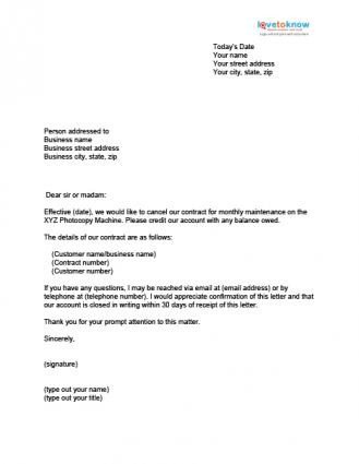 Termination Of Contract Letter Contract Termination Letter