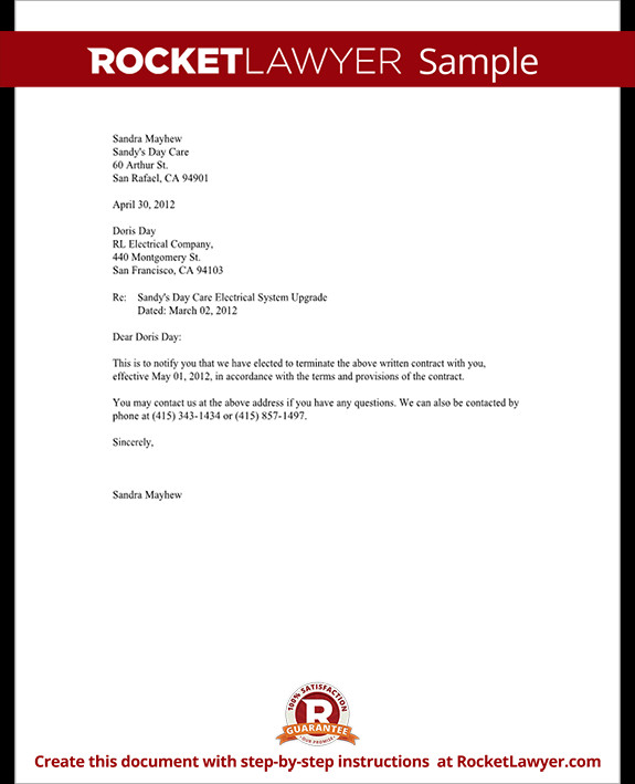 Termination Of Contract Letter Notice Of Termination Of Contract Notice Letter with