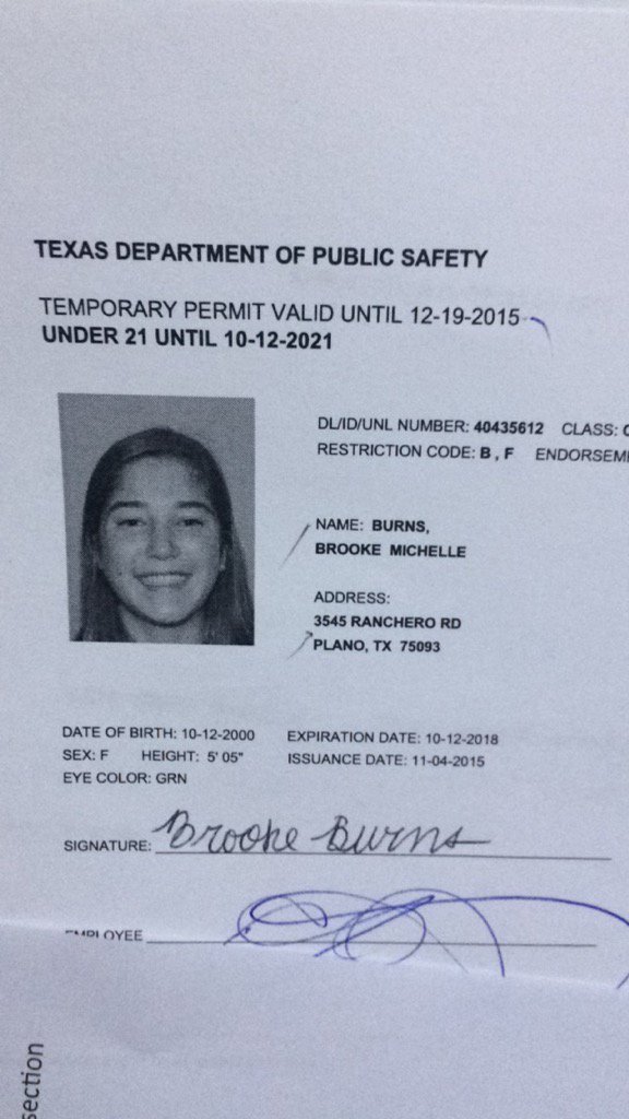 Texas Temporary Paper Id Fake Dru Burns On Twitter &quot;when Brookemburns131 is Under 21