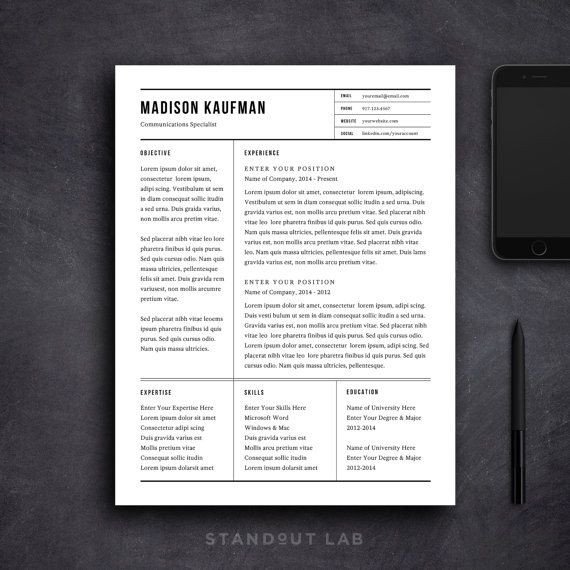 Textedit Resume Template Resume Template and Cover Letter Template by Standoutlab