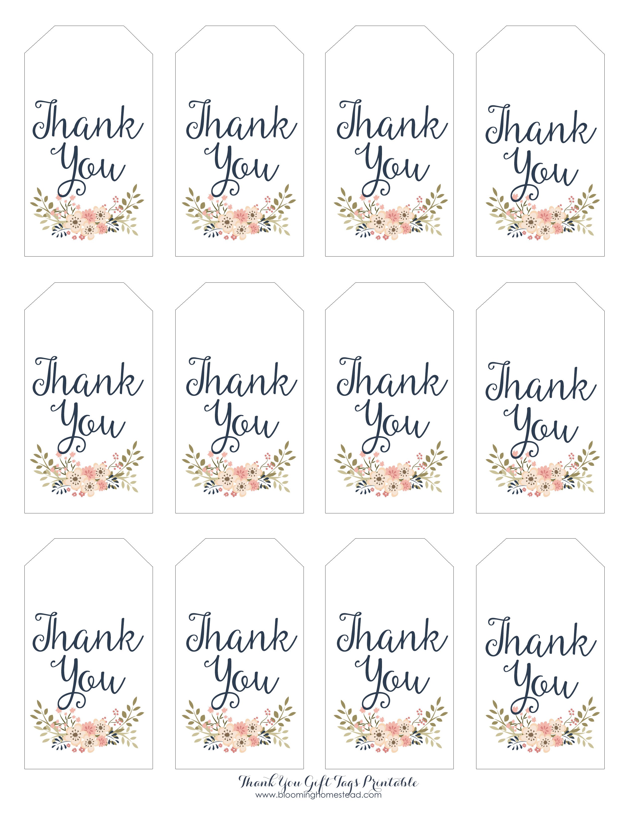 Thank You Printable Tags Thank You Gift Tags Blooming Homestead