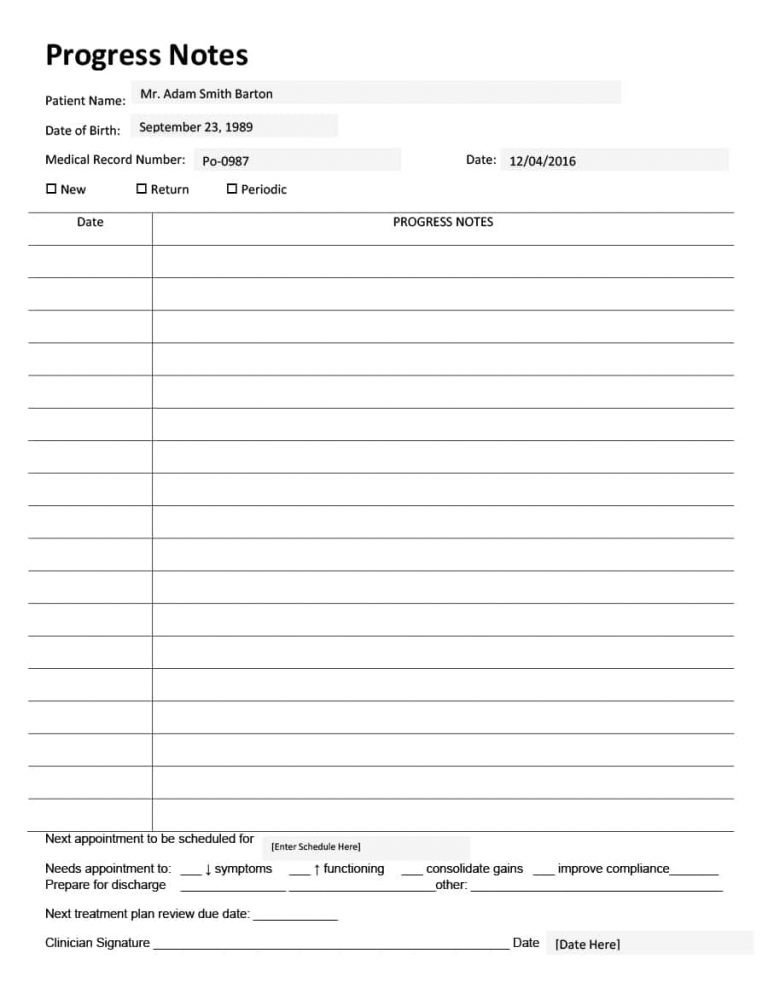 Therapist Progress Note Template 43 Progress Notes Templates [mental Health Psychotherapy