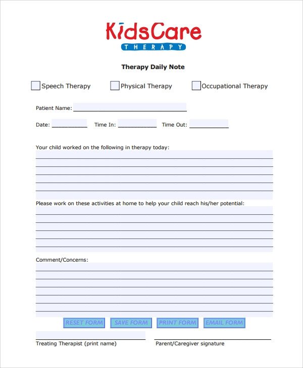 Therapist Progress Note Template Sample therapy Note Template 5 Free Documents Download