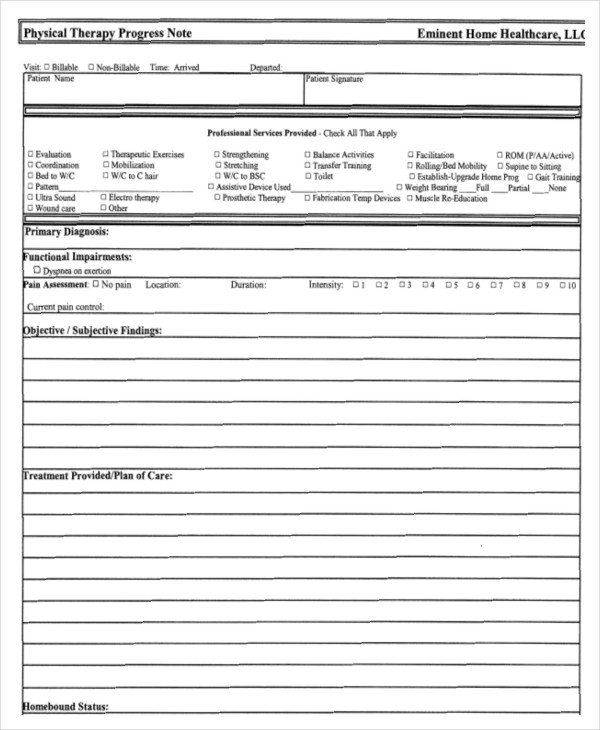 Therapist Progress Notes Template 21 Note Template