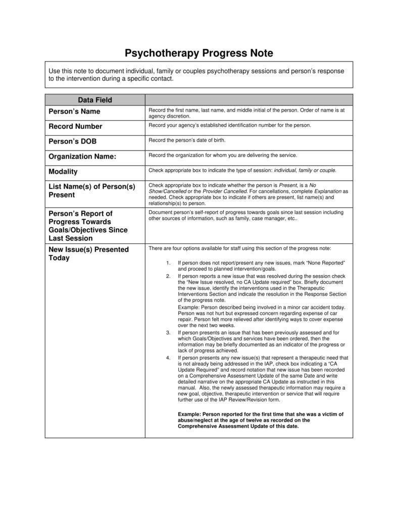 Therapist Progress Notes Template 8 Psychotherapy Note Templates for Good Record Keeping