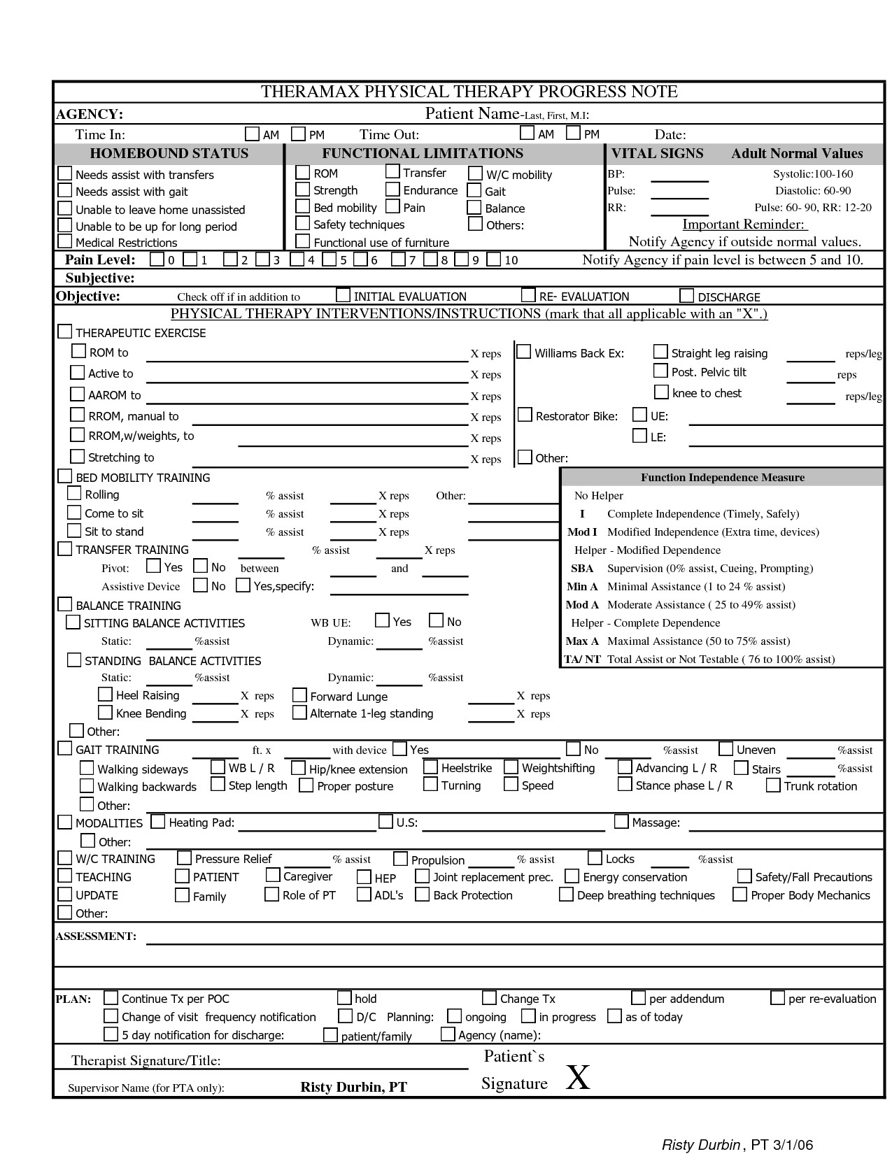 Therapist Progress Notes Template Physical therapy Progress Note Template