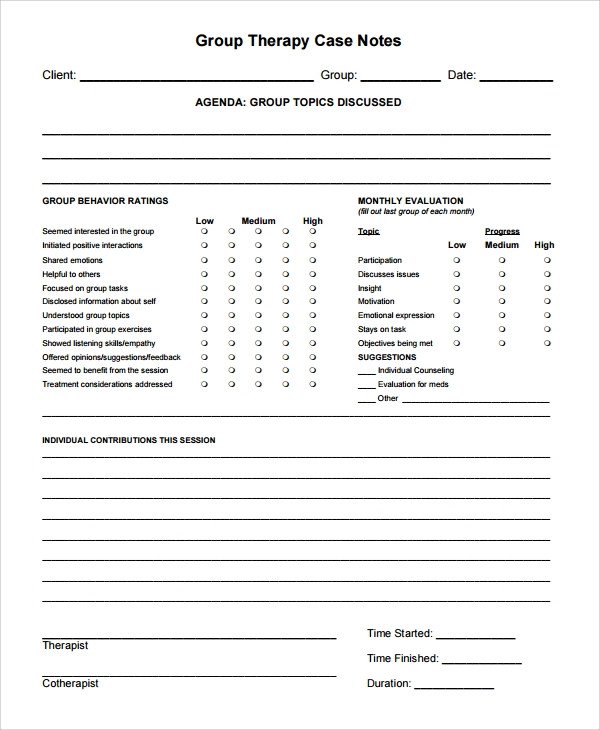 Therapist Progress Notes Template Sample therapy Note Template 5 Free Documents Download